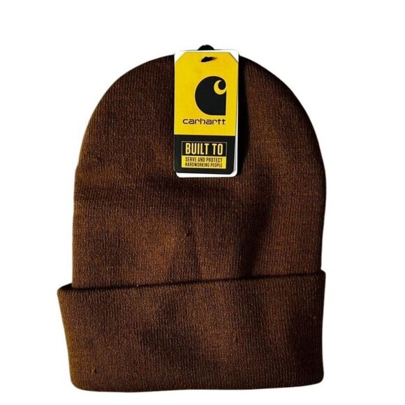 Carhartt WM Brown Beanie – Embroidered Logo – Warm Knit Hat – New with Tags - Picture 2 of 2
